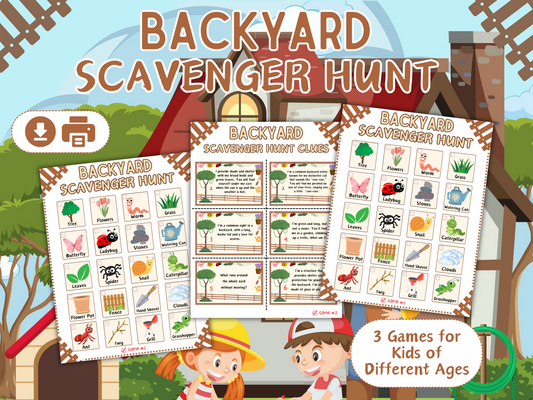 Backyard Scavenger Hunt + Clue Cards – Printable Outdoor Game for Kids | Nature Hunt, Clues & Summer Fun Activity