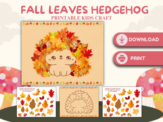 Fall Leaves Hedgehog Craft (Printable Kids Craft)