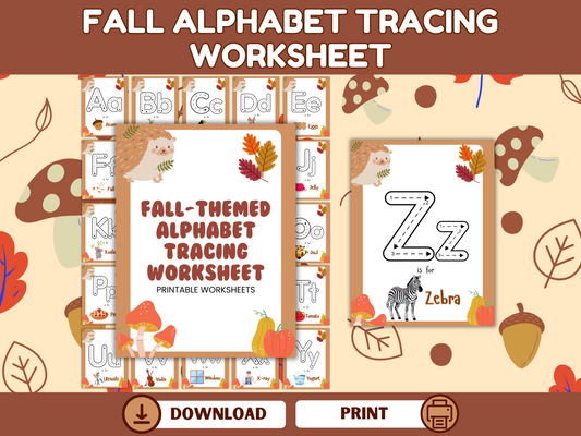 Fall Alphabet Tracing Worksheets