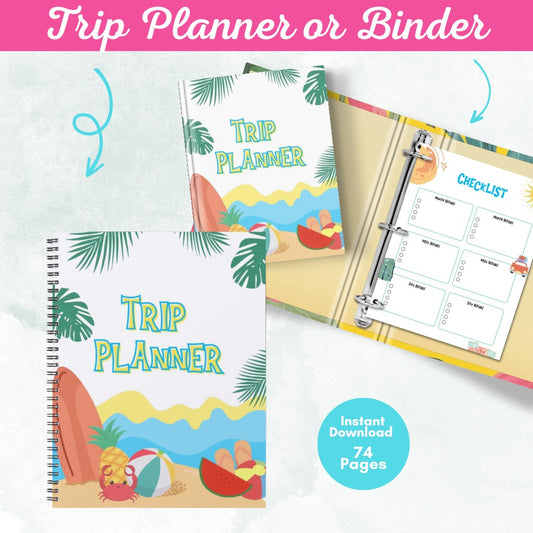 Printable Summer Travel Planner | 30+ Page Vacation Organizer | Itinerary, Budget Tracker, Packing List, Travel Journal & More | Instant Download