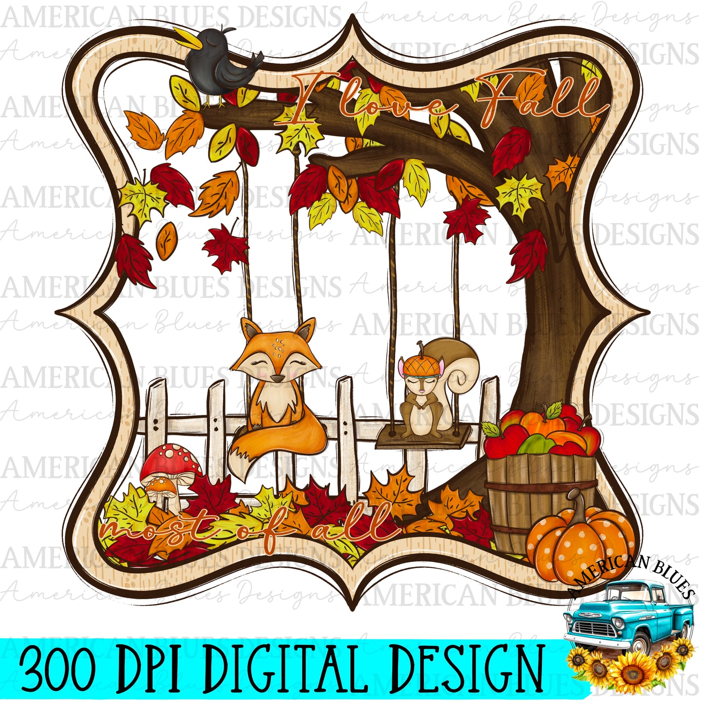 I love Fall most of all digital design | American Blues Designs