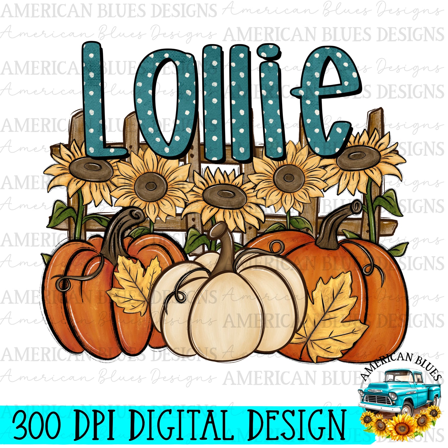 Lollie Pumpkin Patch Name digital design | American Blues Designs