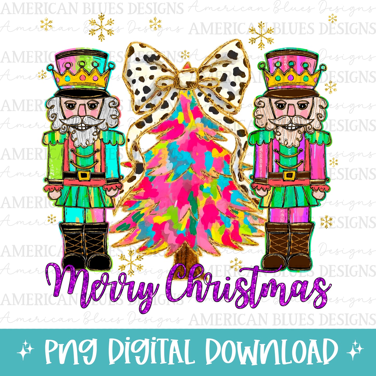 Merry Christmas Colorful Nutcrackers digital design | American Blues Designs