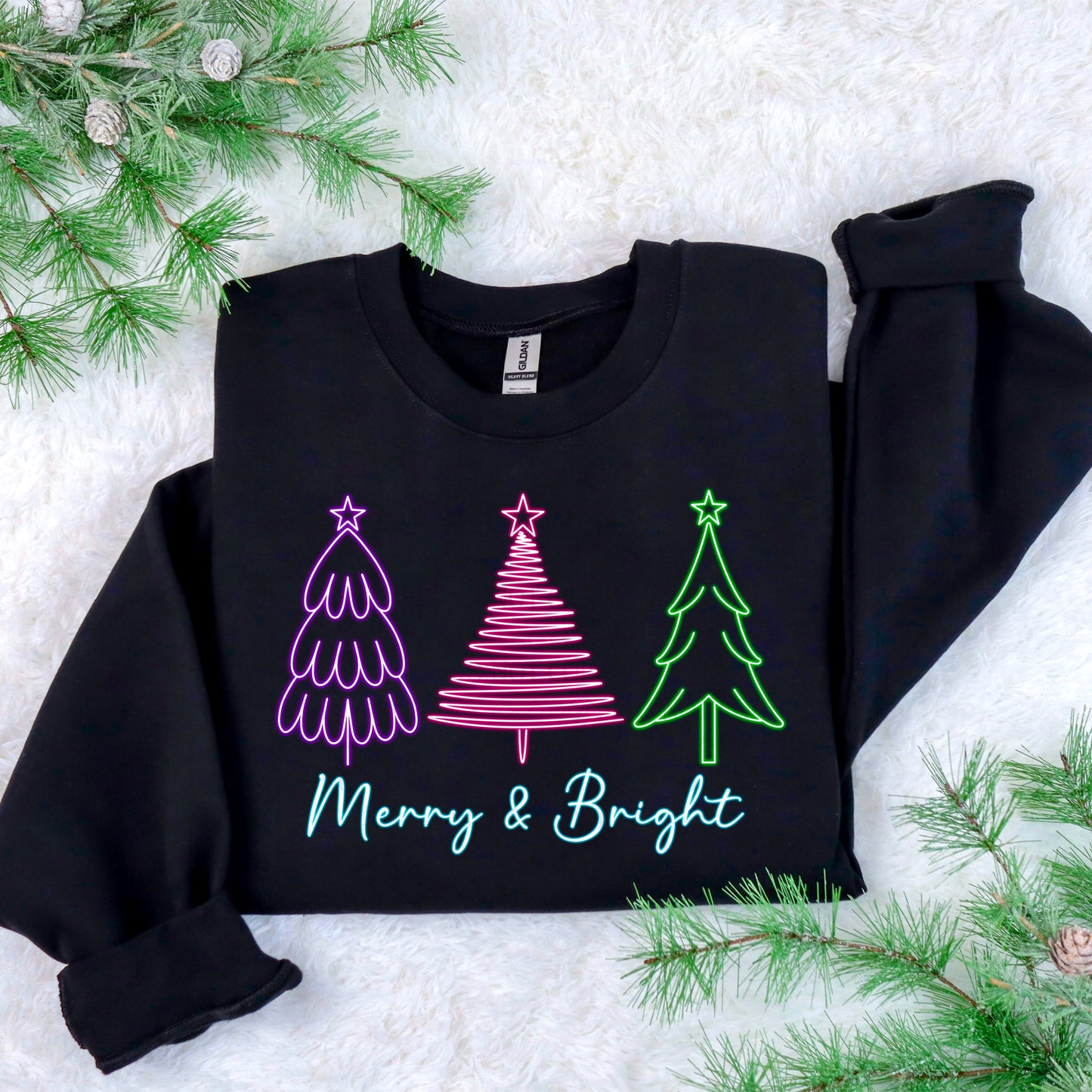 Merry & Bright neon digital design | American Blues Designs