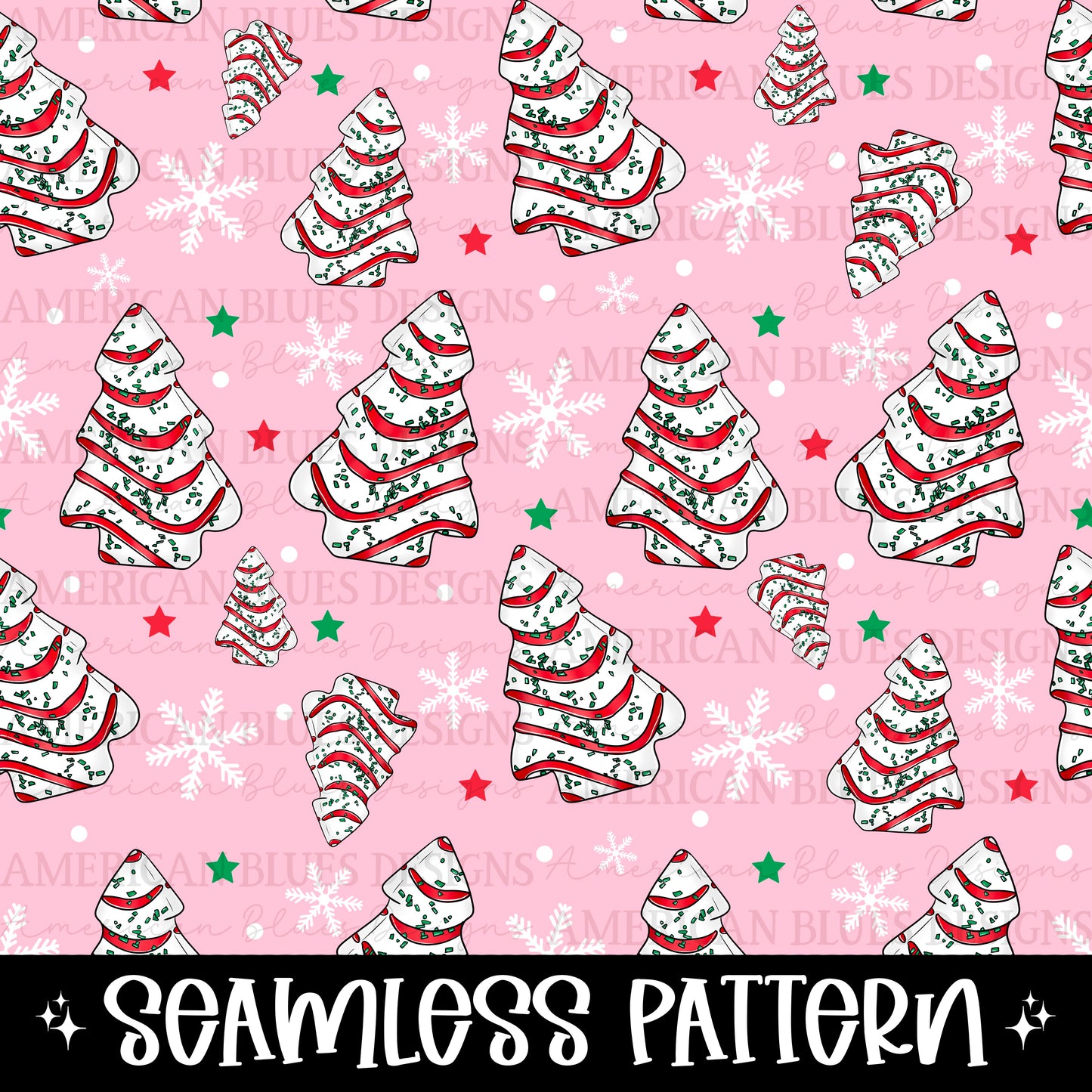 Christmas Tree Cake- seamless pattern digital design | American Blues Designs