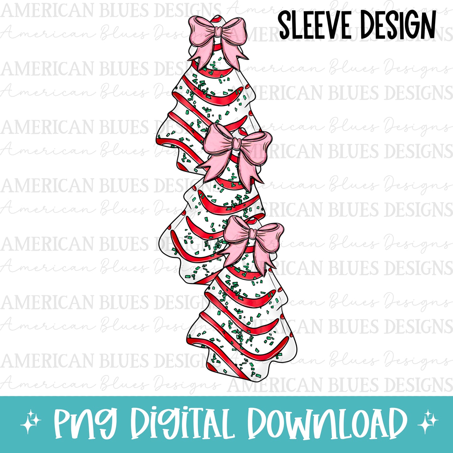 Tis the Season Coquette Christmas Tree Cakes digital design | American Blues Designs