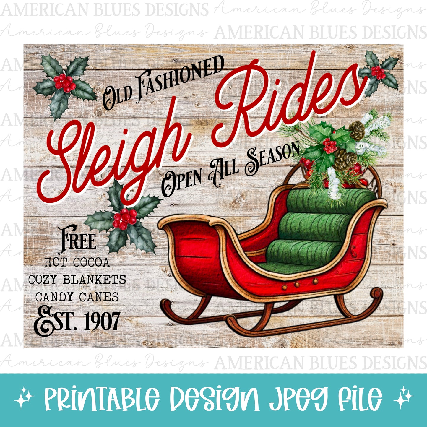 Old Fashioned Sleigh Rides printable | American Blues Designs