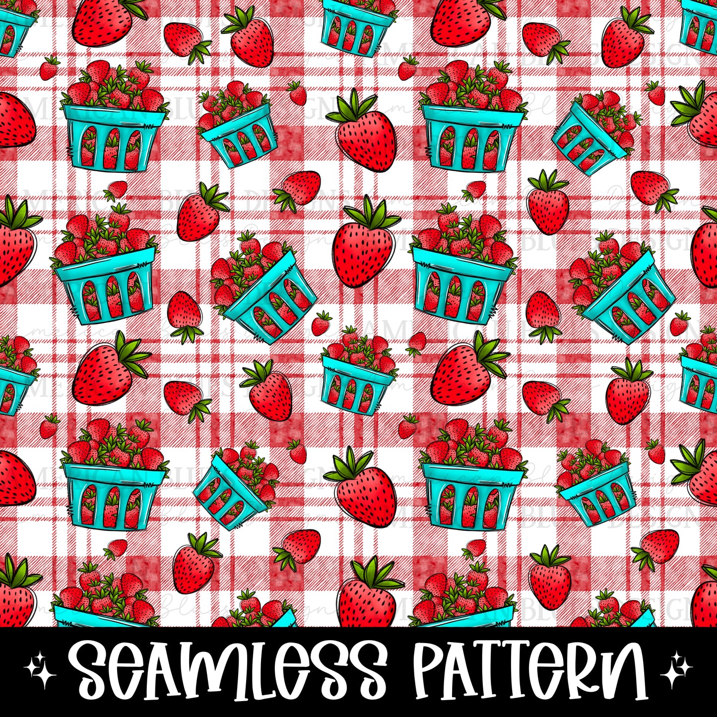 Strawberry Farms Seamless Pattern digital design | American Blues Designs digital design