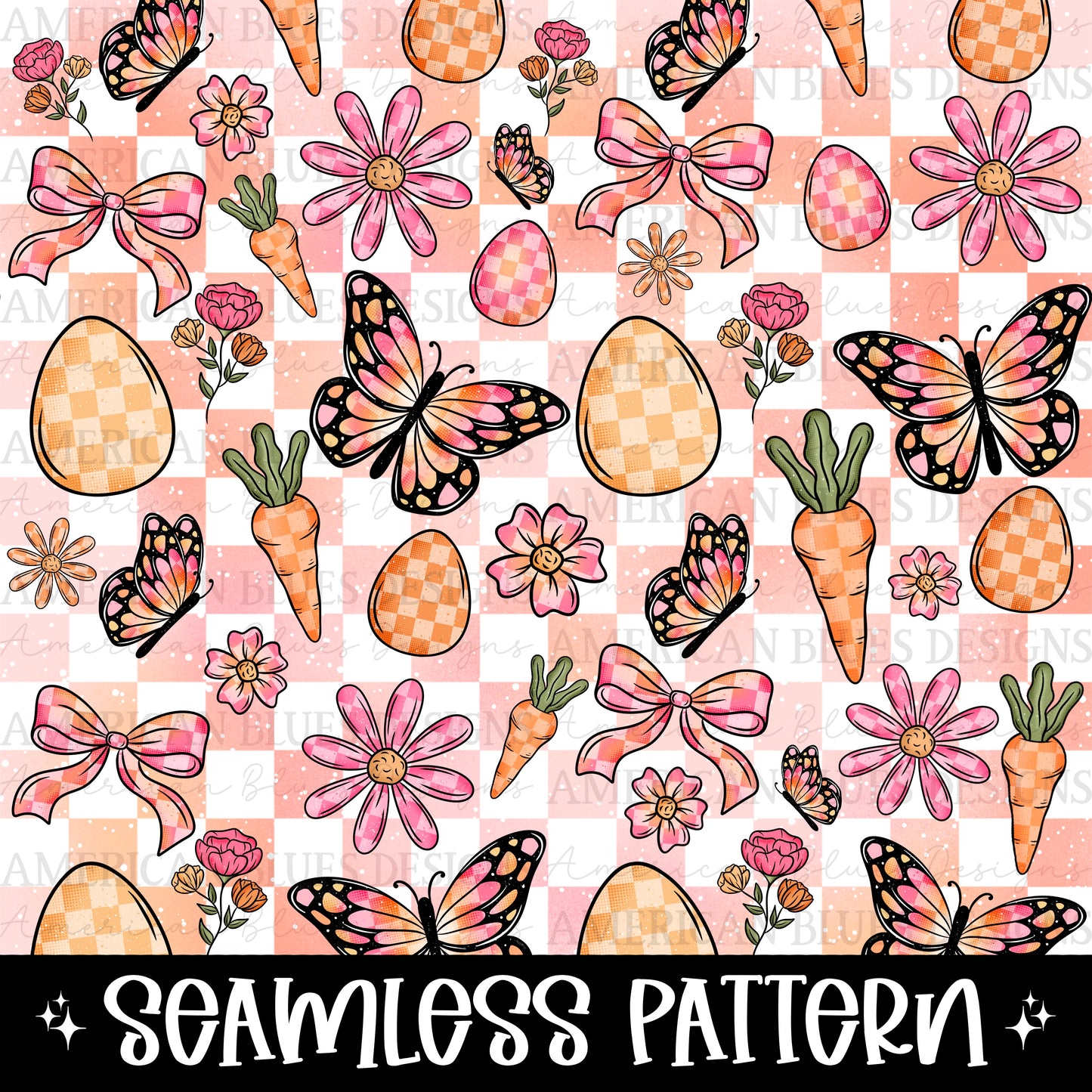 Easter Butterfly seamless pattern