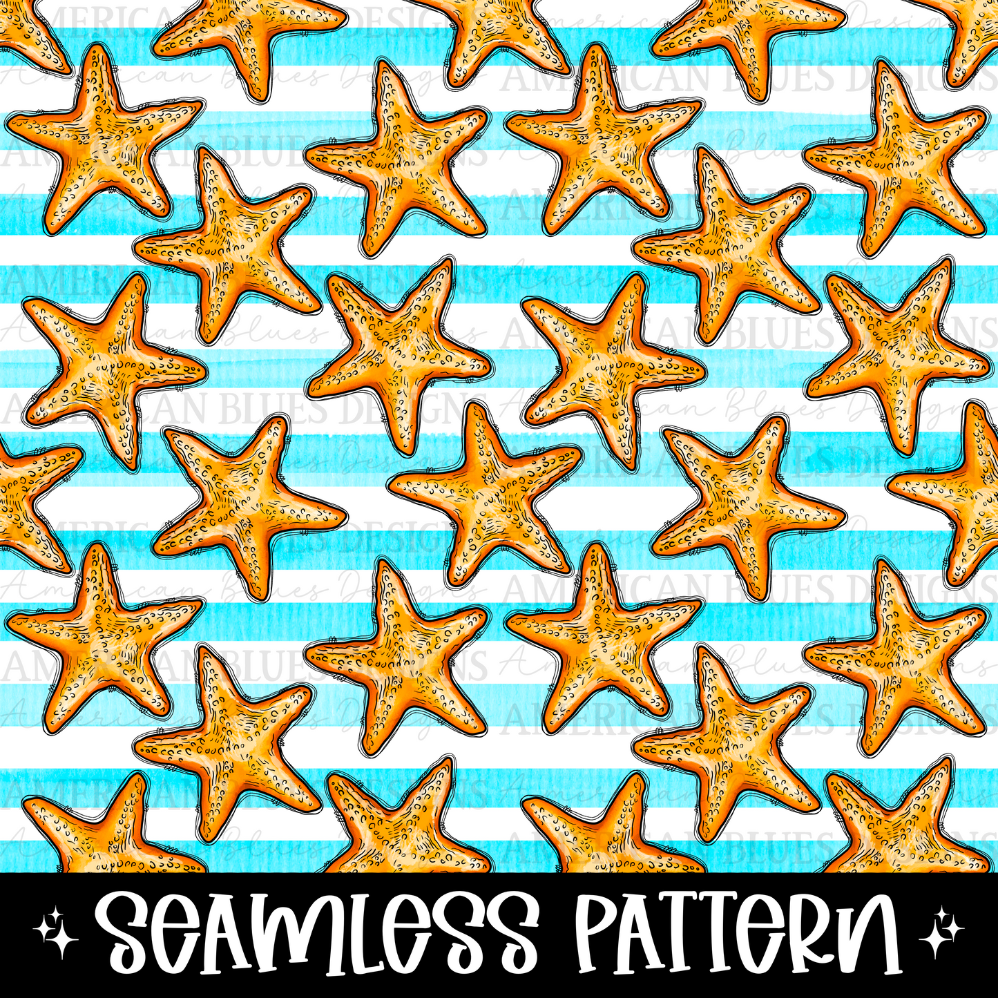 Starfish Seamless Pattern