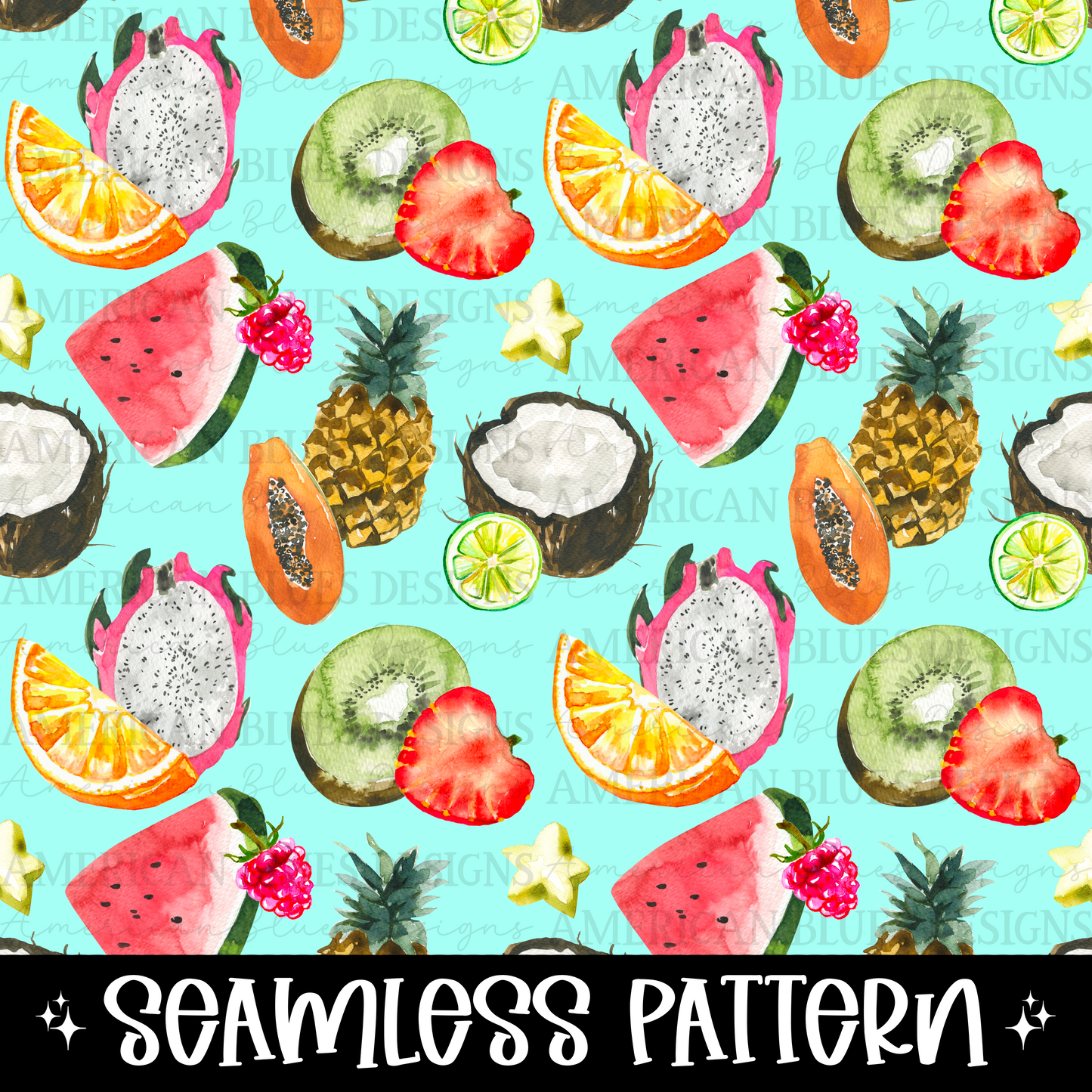 Tropical Fruits seamless pattern