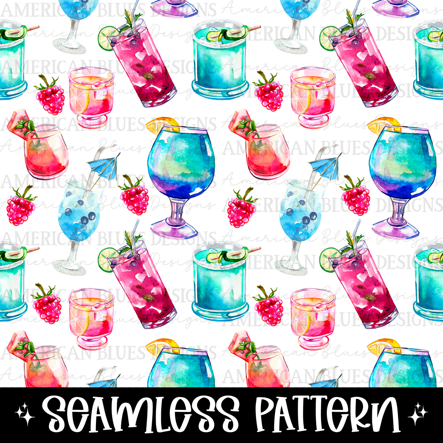 Tropical Drinks seamless pattern