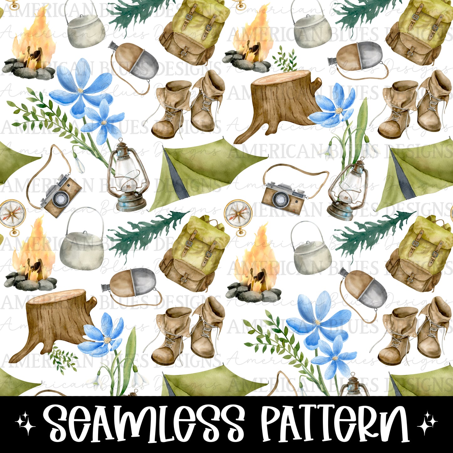 Wanderlust seamless pattern
