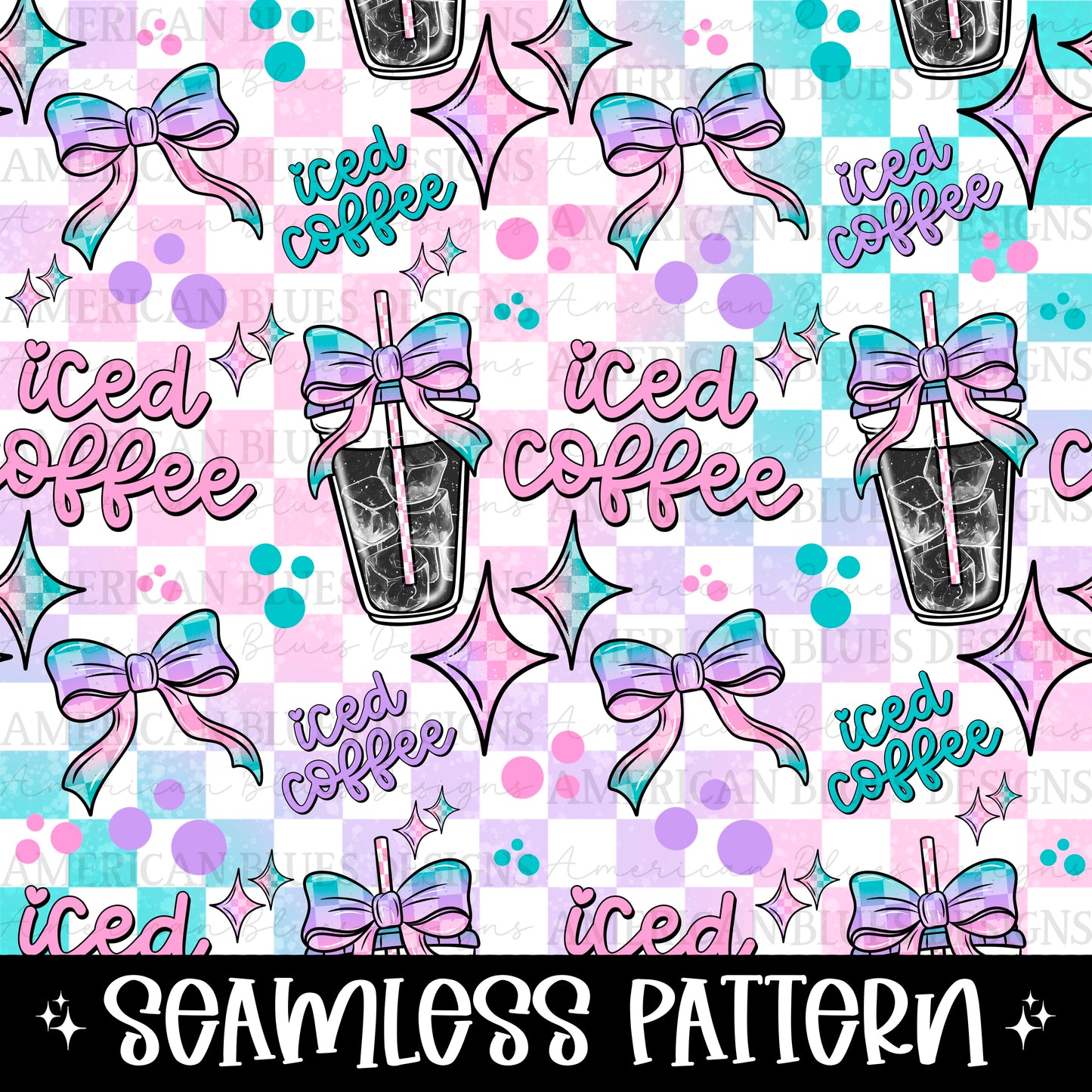 Iced coffee 2 seamless pattern