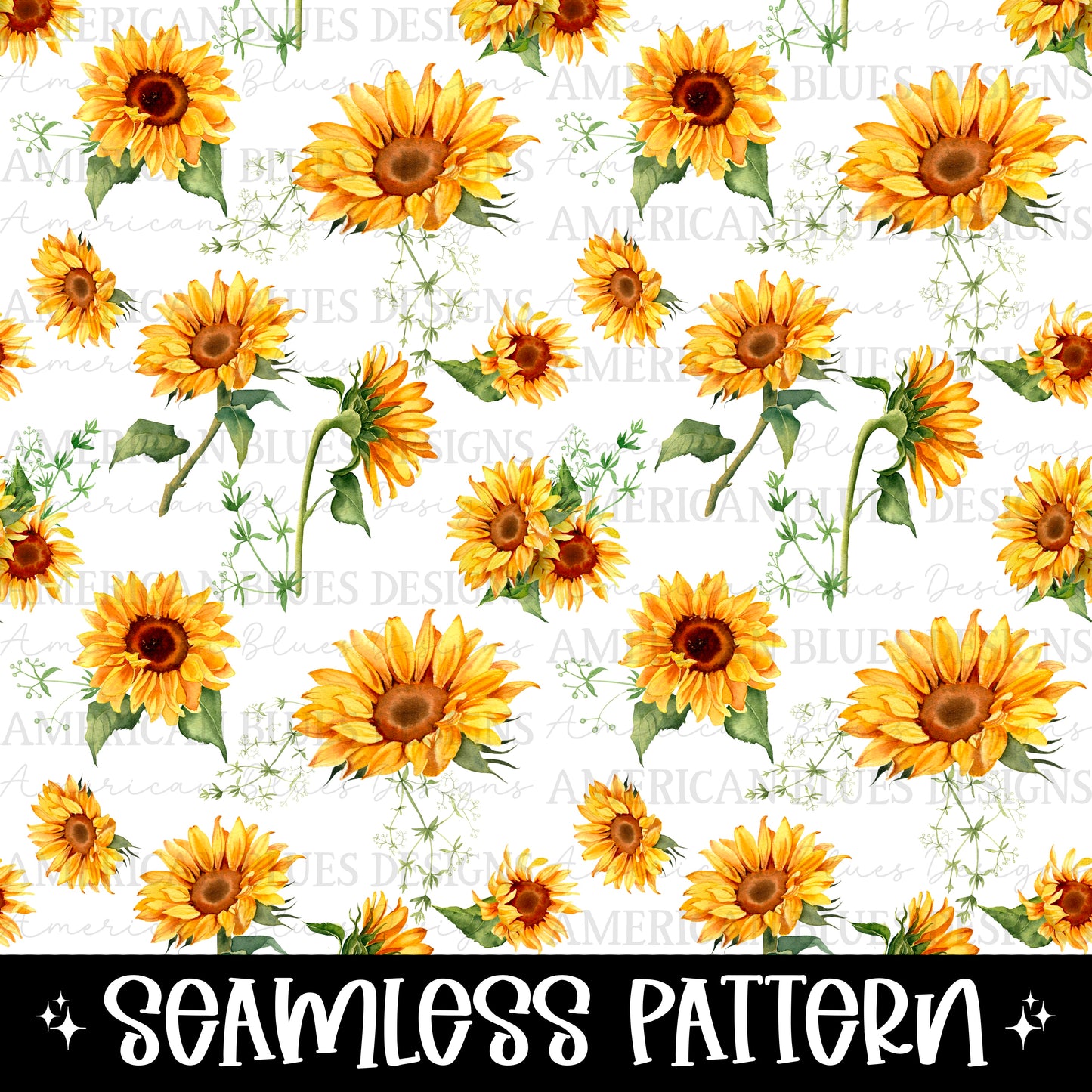 Sunflowers seamless pattern