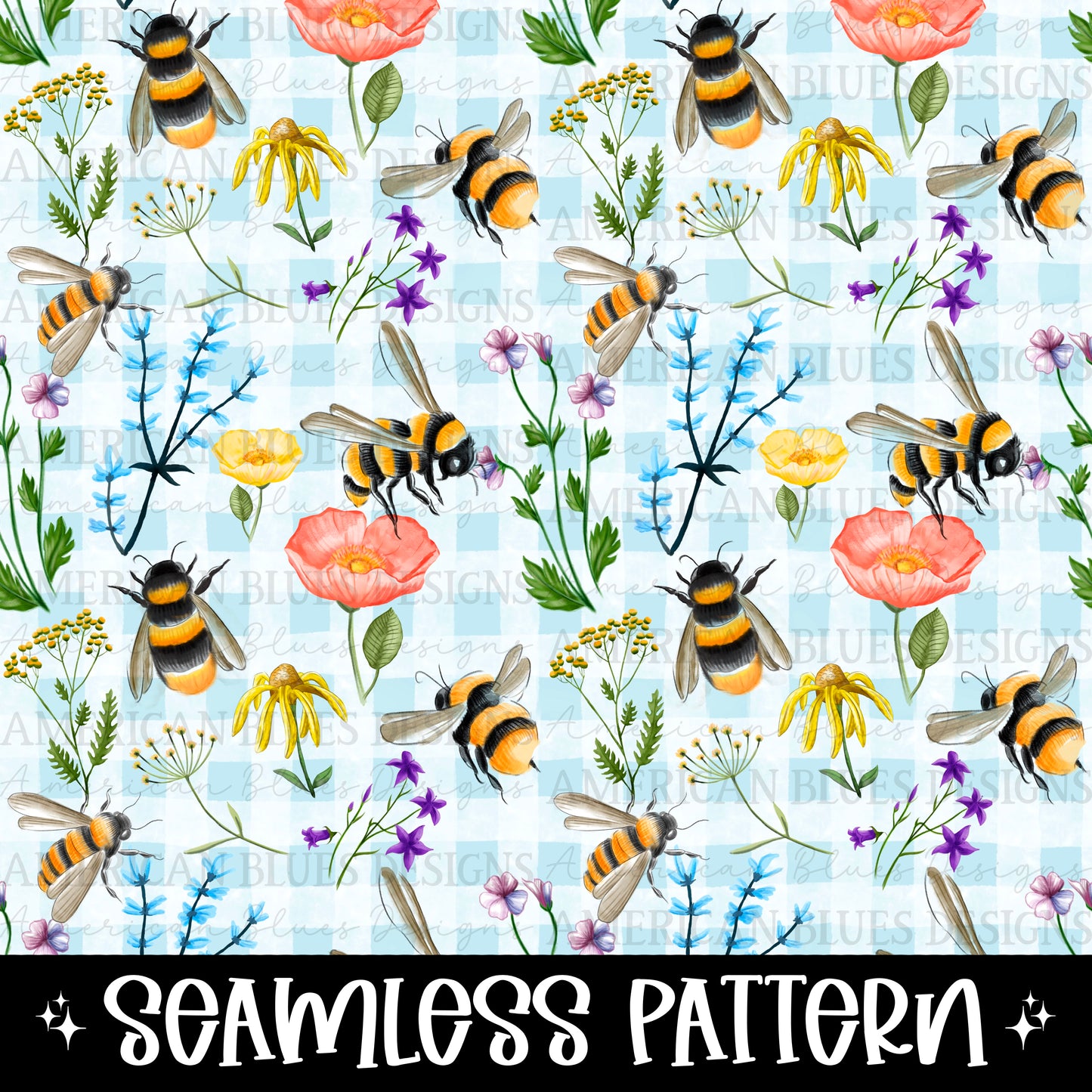 Bees & Wildflowers Seamless