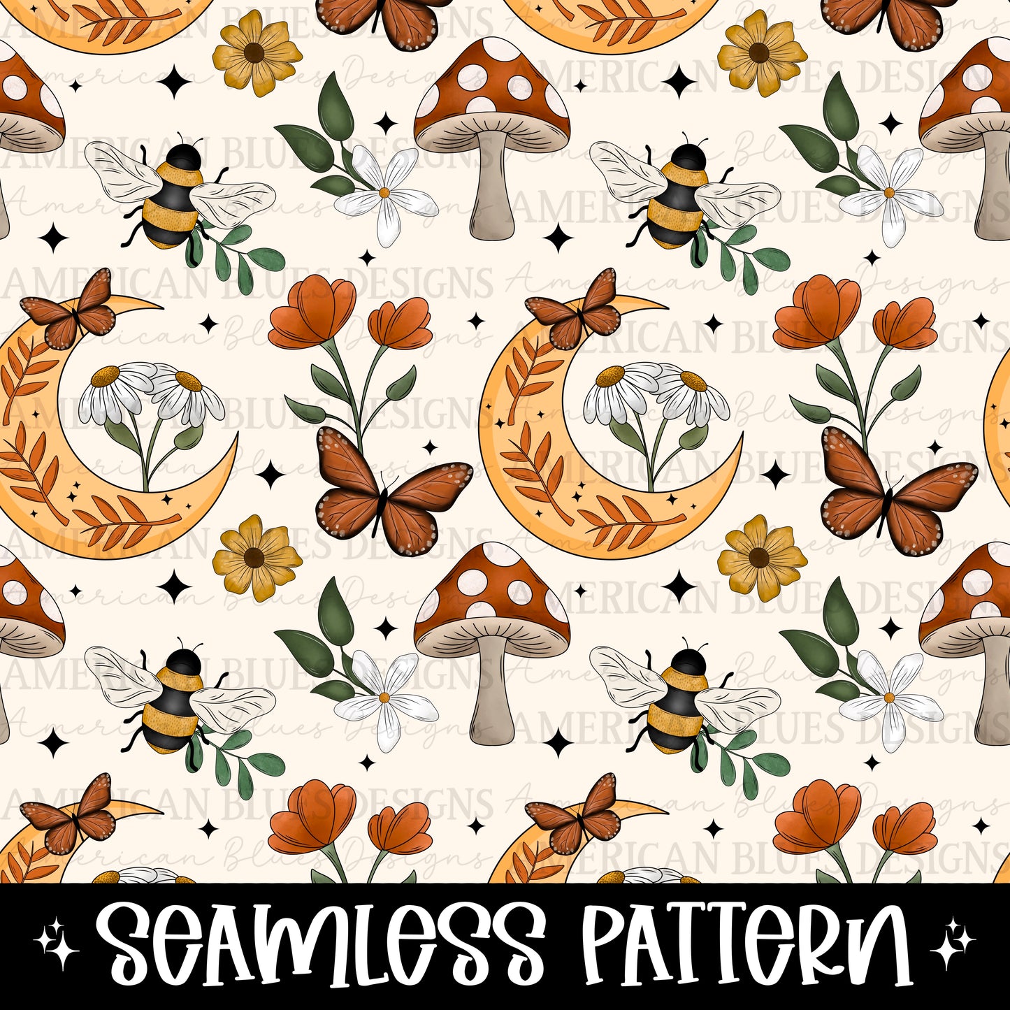 Moon & Shroom Seamless 2 color ways