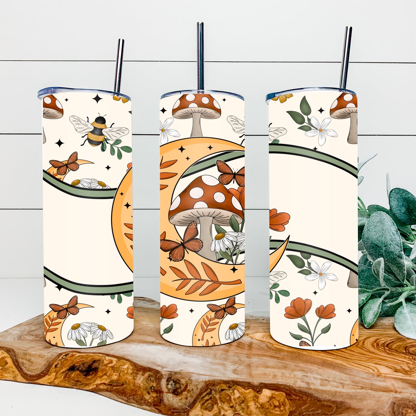 Moon & Shroom 20oz tumbler wrap 2 colorways