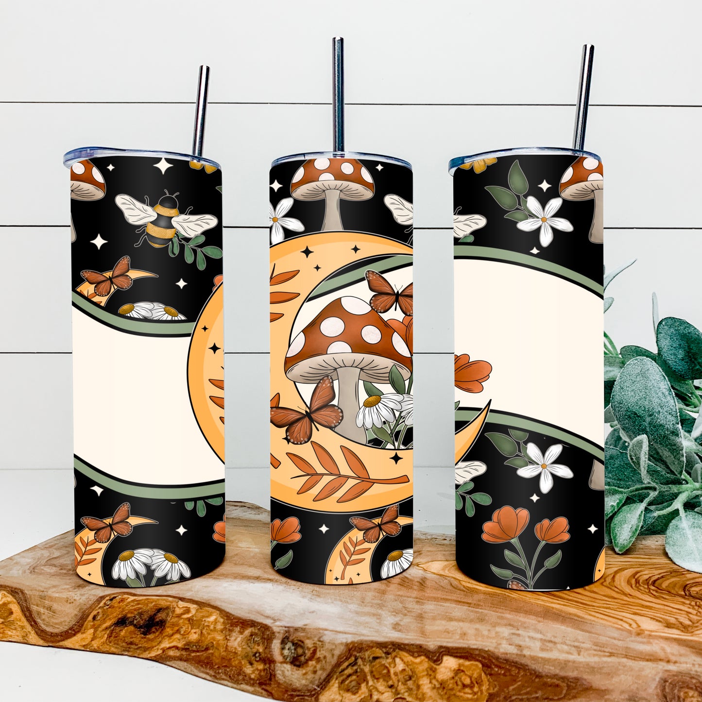Moon & Shroom 20oz tumbler wrap 2 colorways