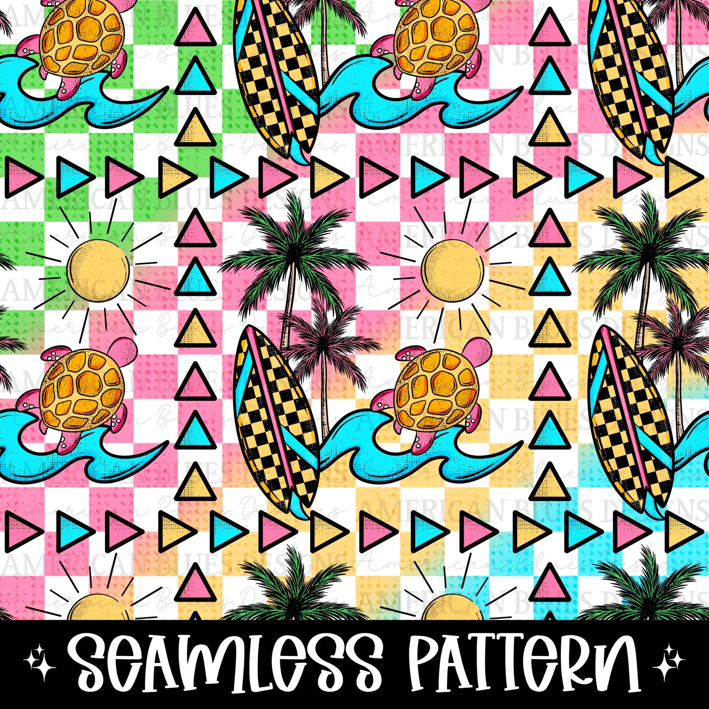 Turtle Beach 2 colorways & Coordinating seamless pattern