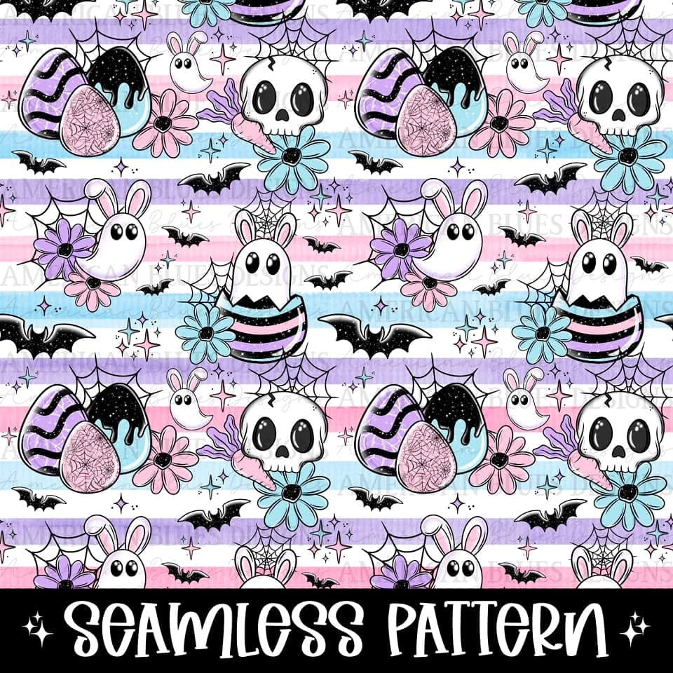 Spooky Easter seamless pattern