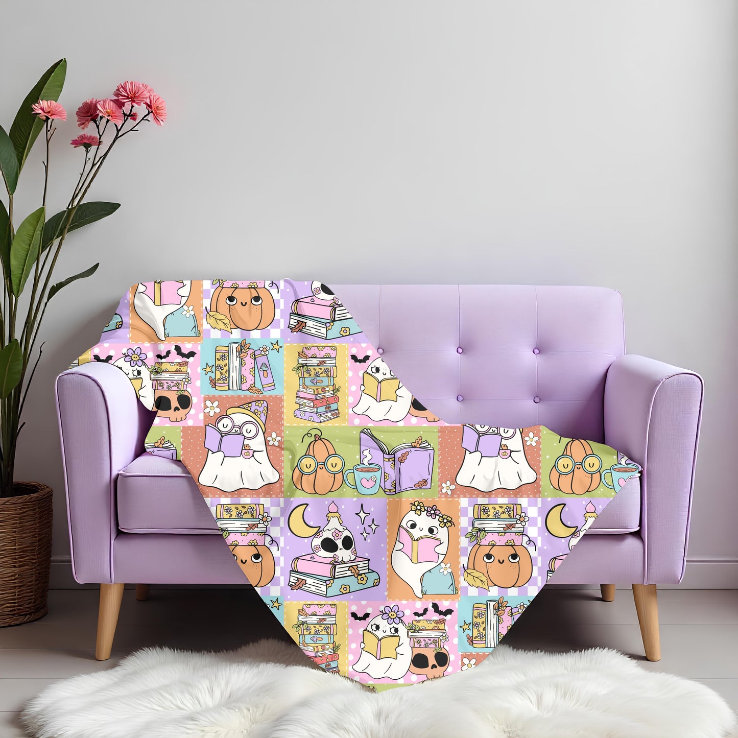 Reading Ghostie Patchwork seamless pattern