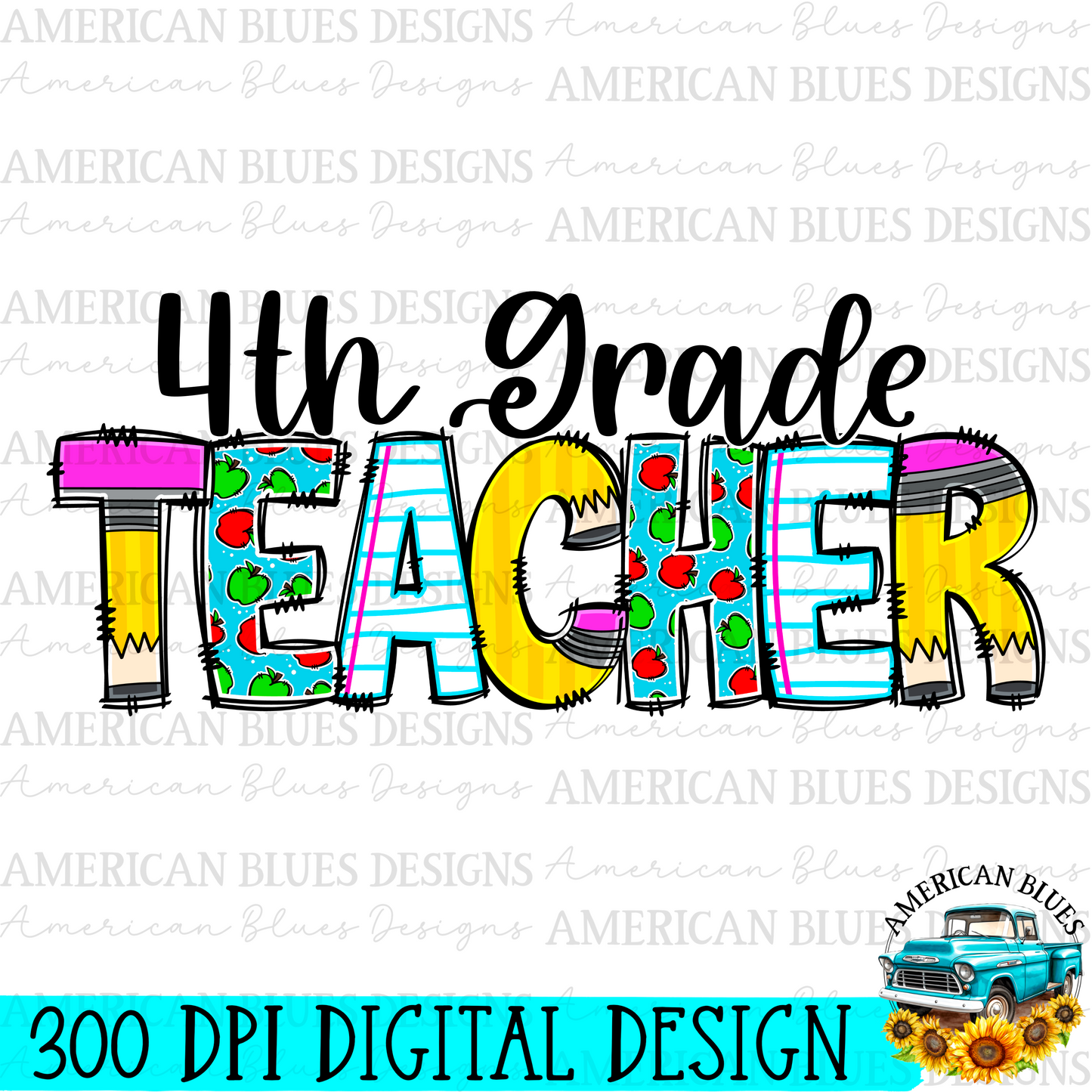 4th grade Teacher digital design | American Blues Designs
