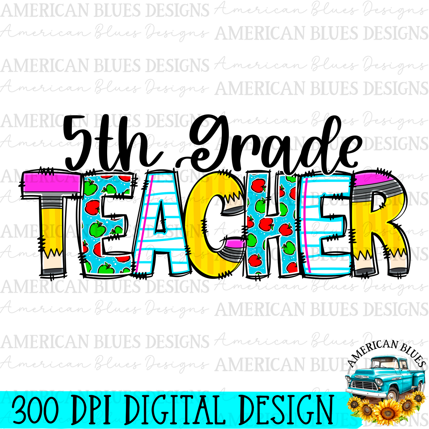 5th grade Teacher digital design | American Blues Designs