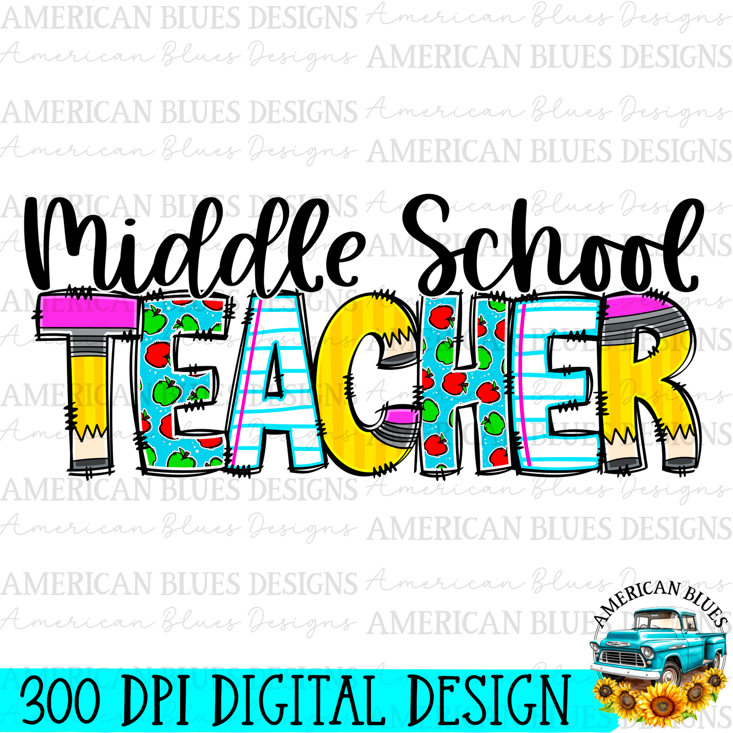 Middle School teacher digital design | American Blues Designs