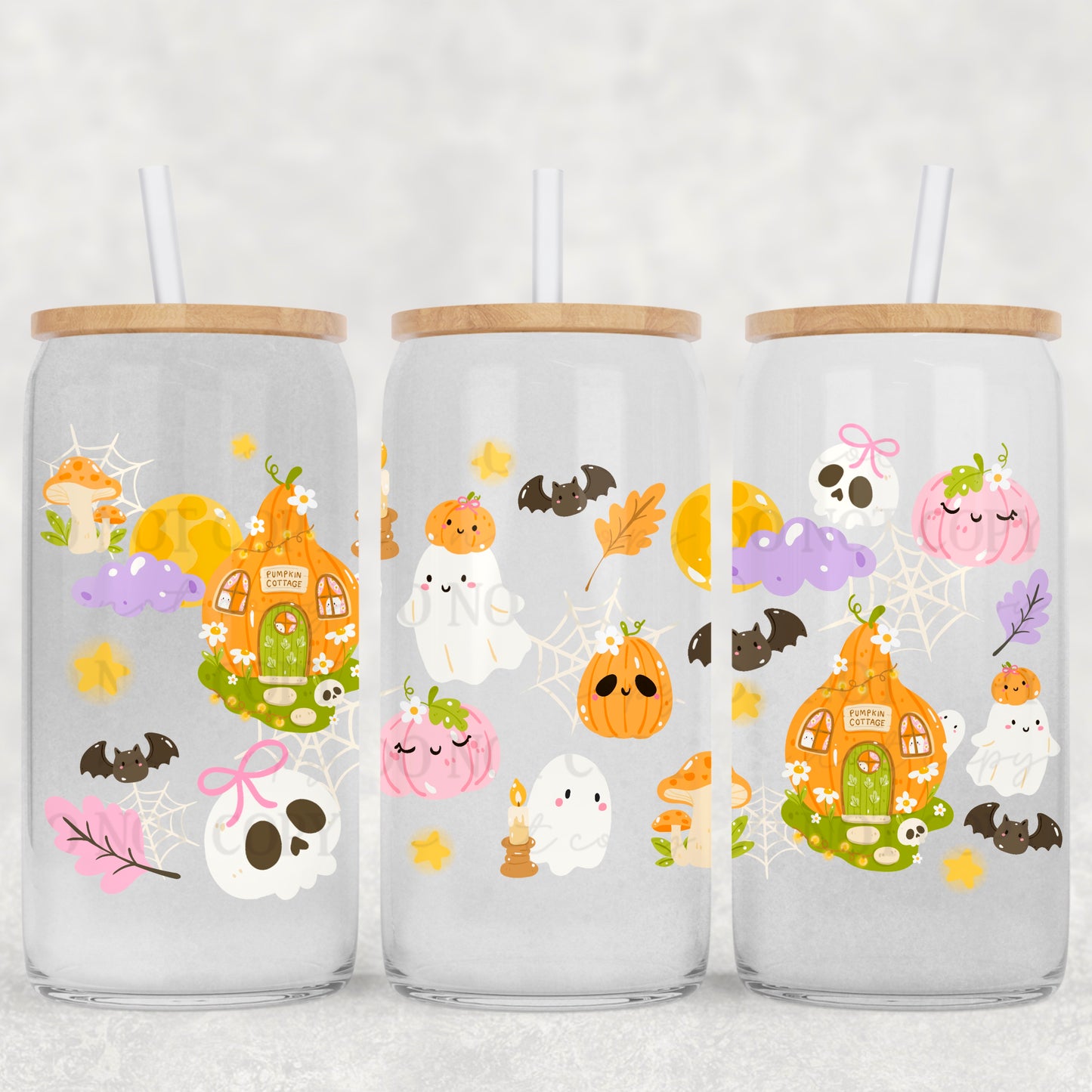 Pumpkin Cottage 16oz glass can wrap