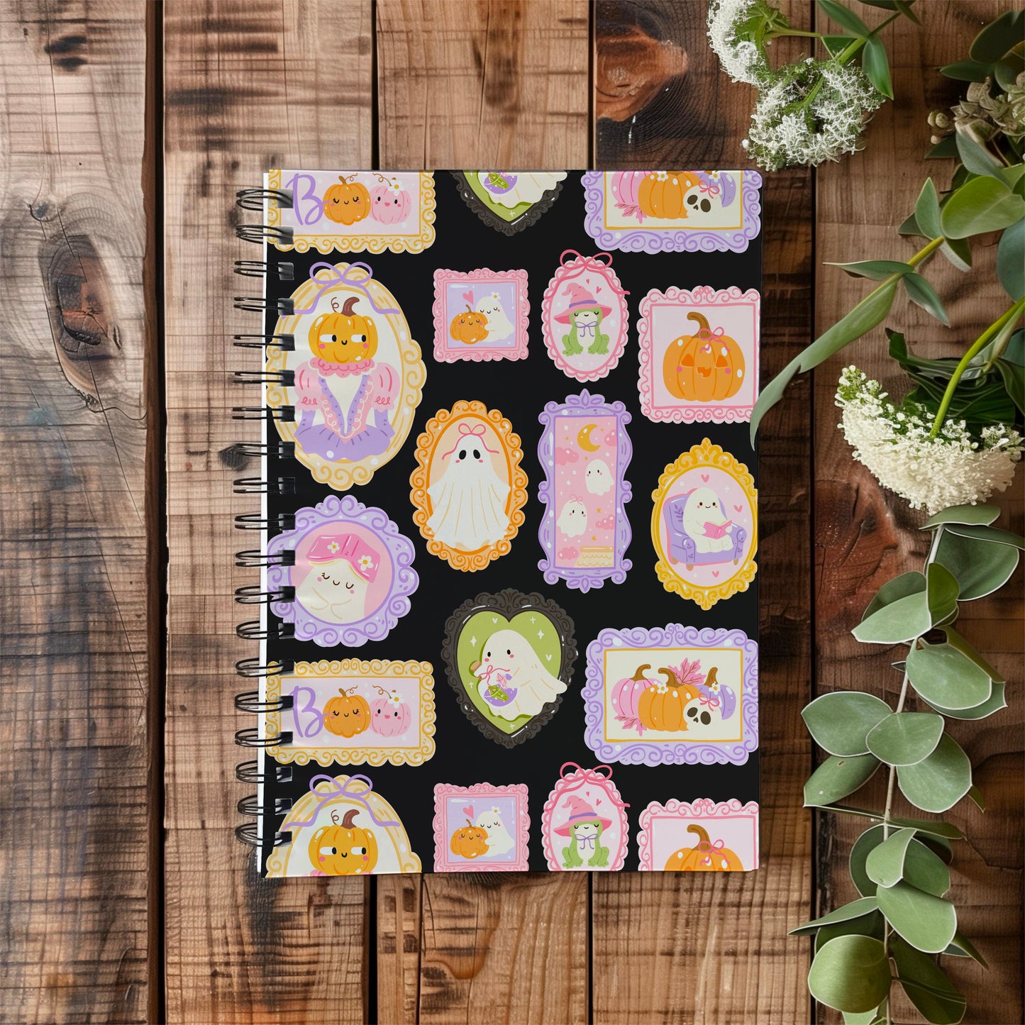 Ghosts & Pumpkins Frames seamless pattern