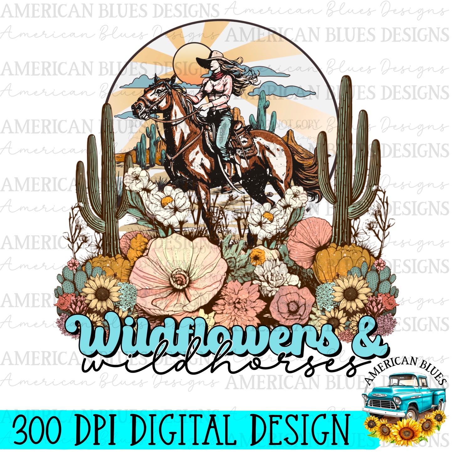 Wildflower & Wildhorses l digital design | American Blues Designs