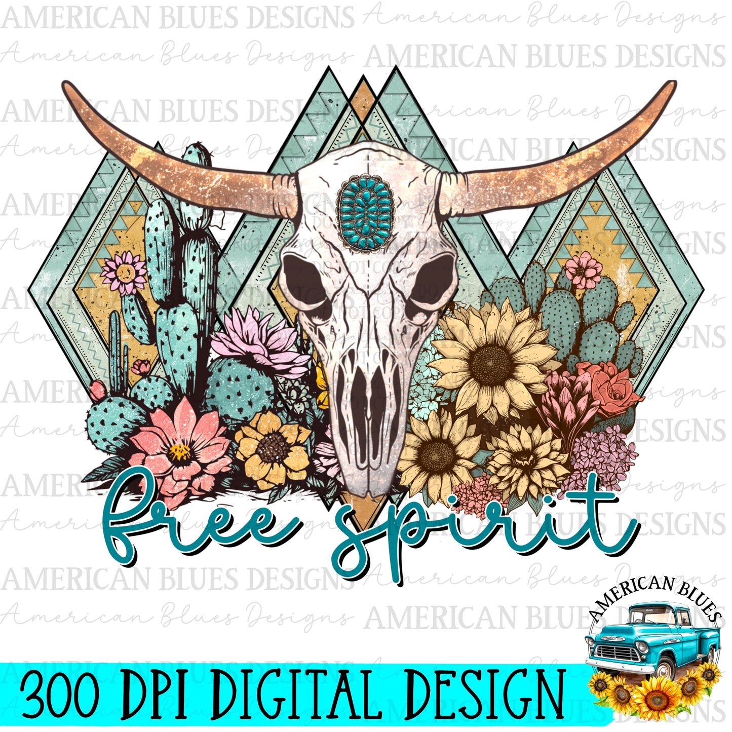 Free Spirit digital design | American Blues Designs
