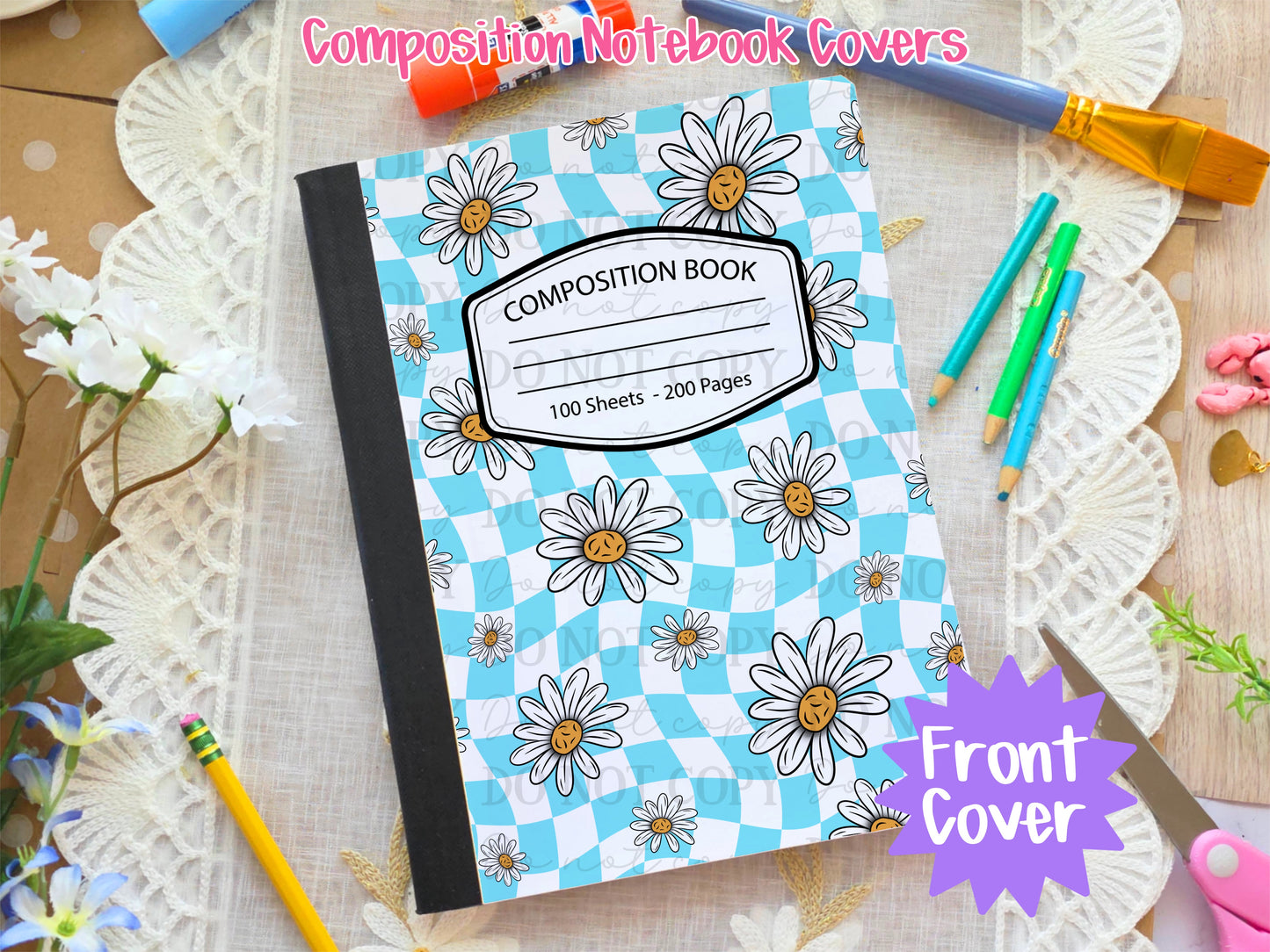 Wavy Daisy Composition Notebook Cover