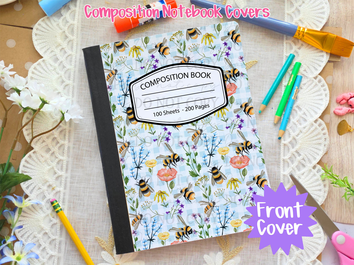 Bees & Farm Flowers Composition Notebook Cover