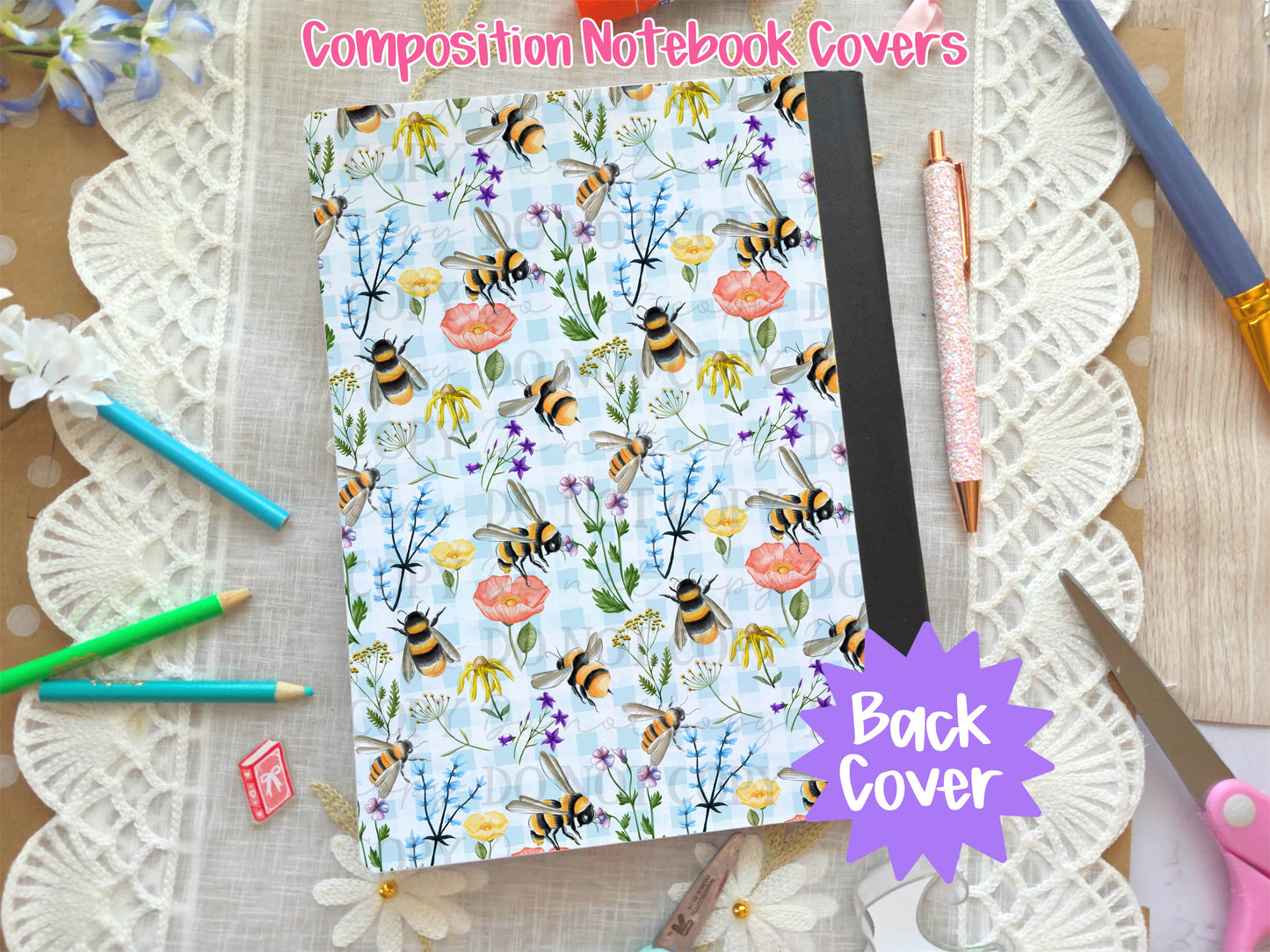 Bees & Farm Flowers Composition Notebook Cover