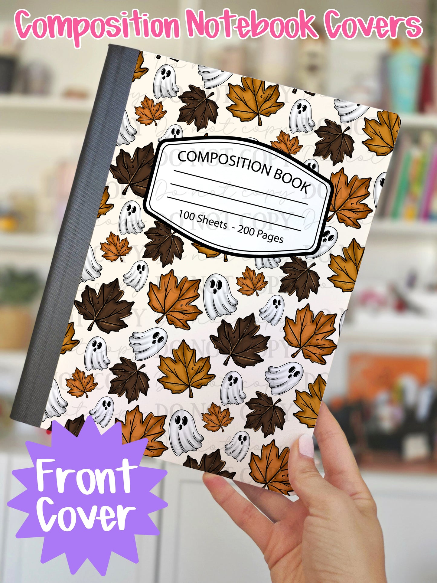 Fall Leaves & Ghosts Composition Notebook Cover