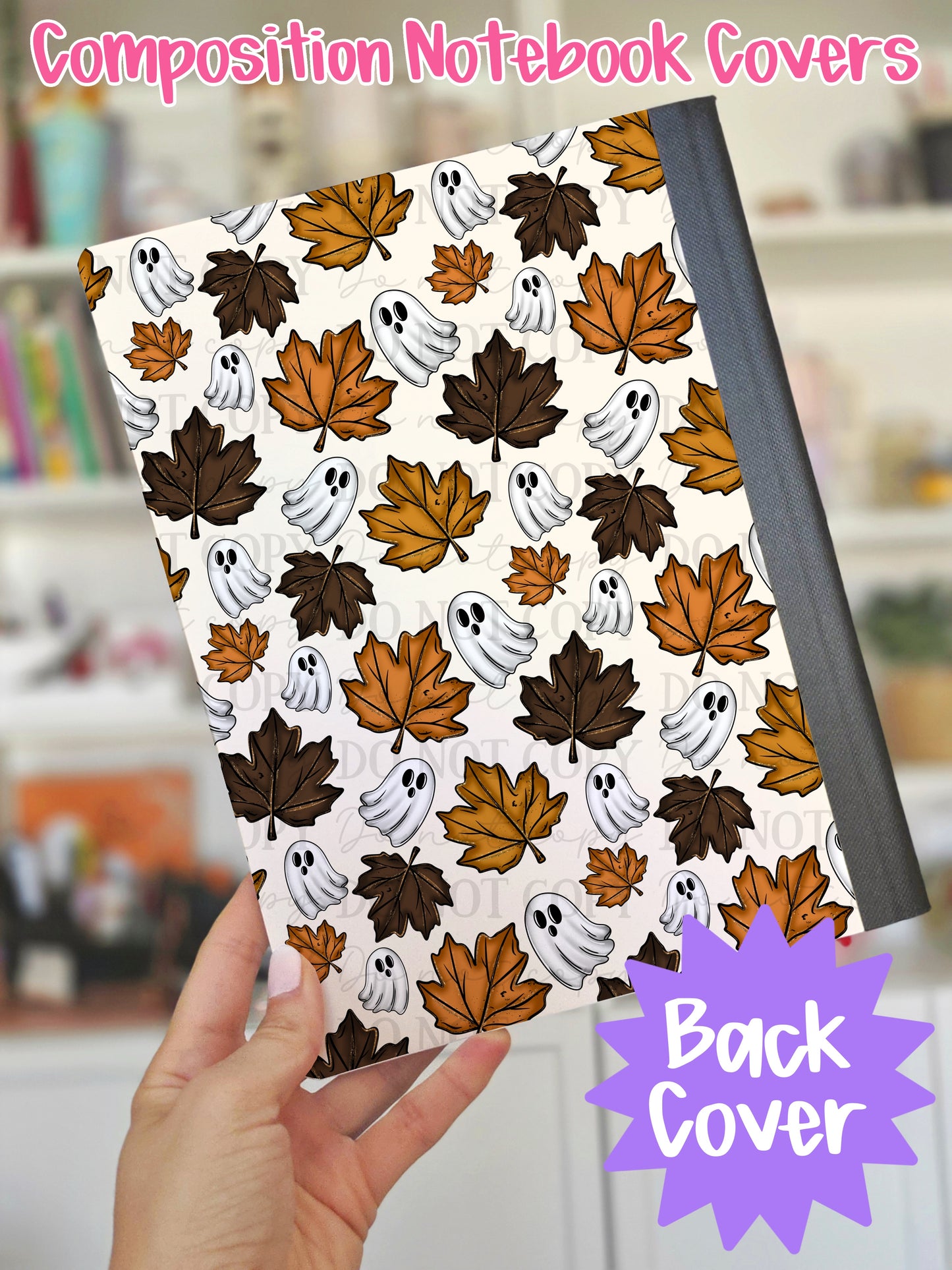 Fall Leaves & Ghosts Composition Notebook Cover