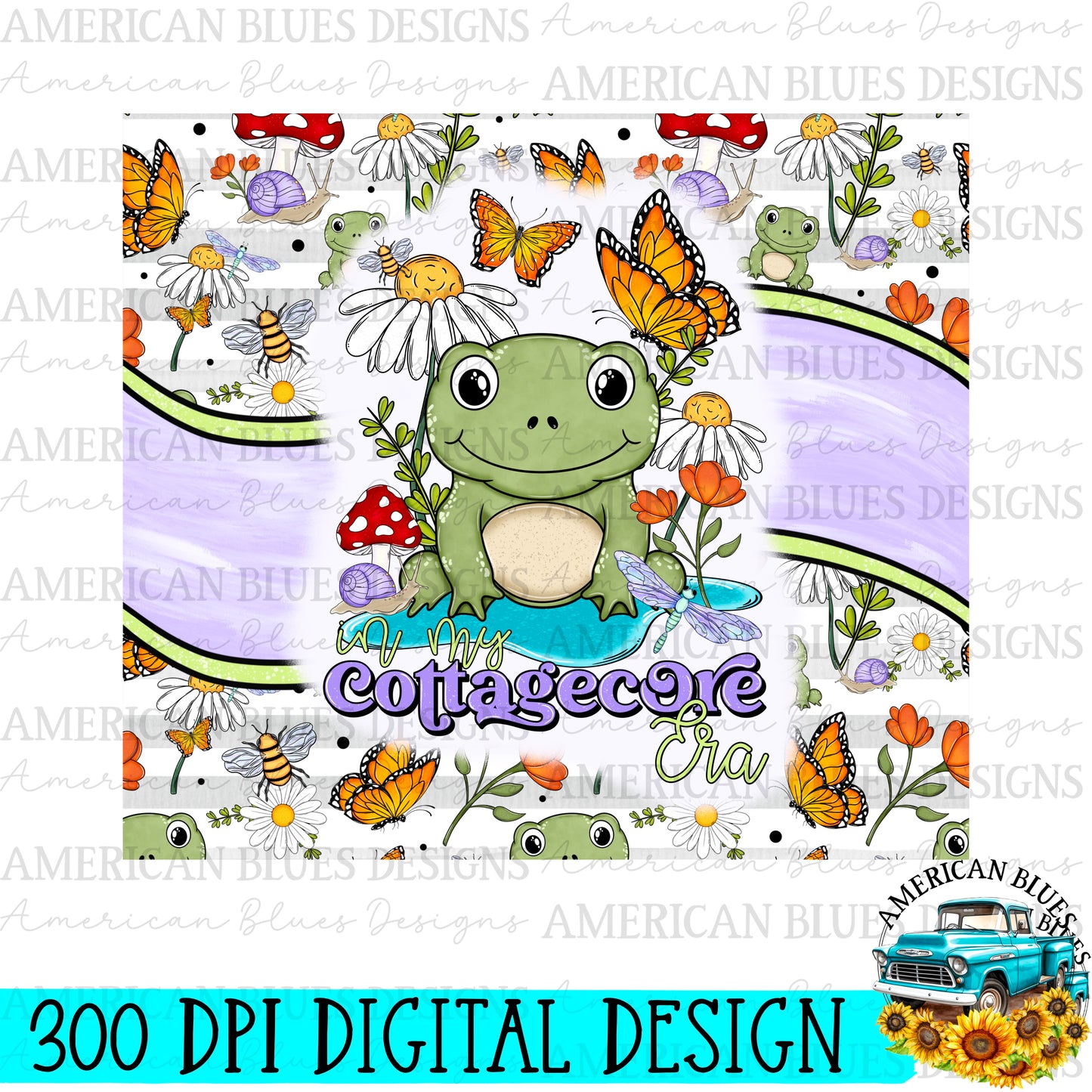 Cottagecore Era 20 oz Tumbler Wrap digital design | American Blues Designs