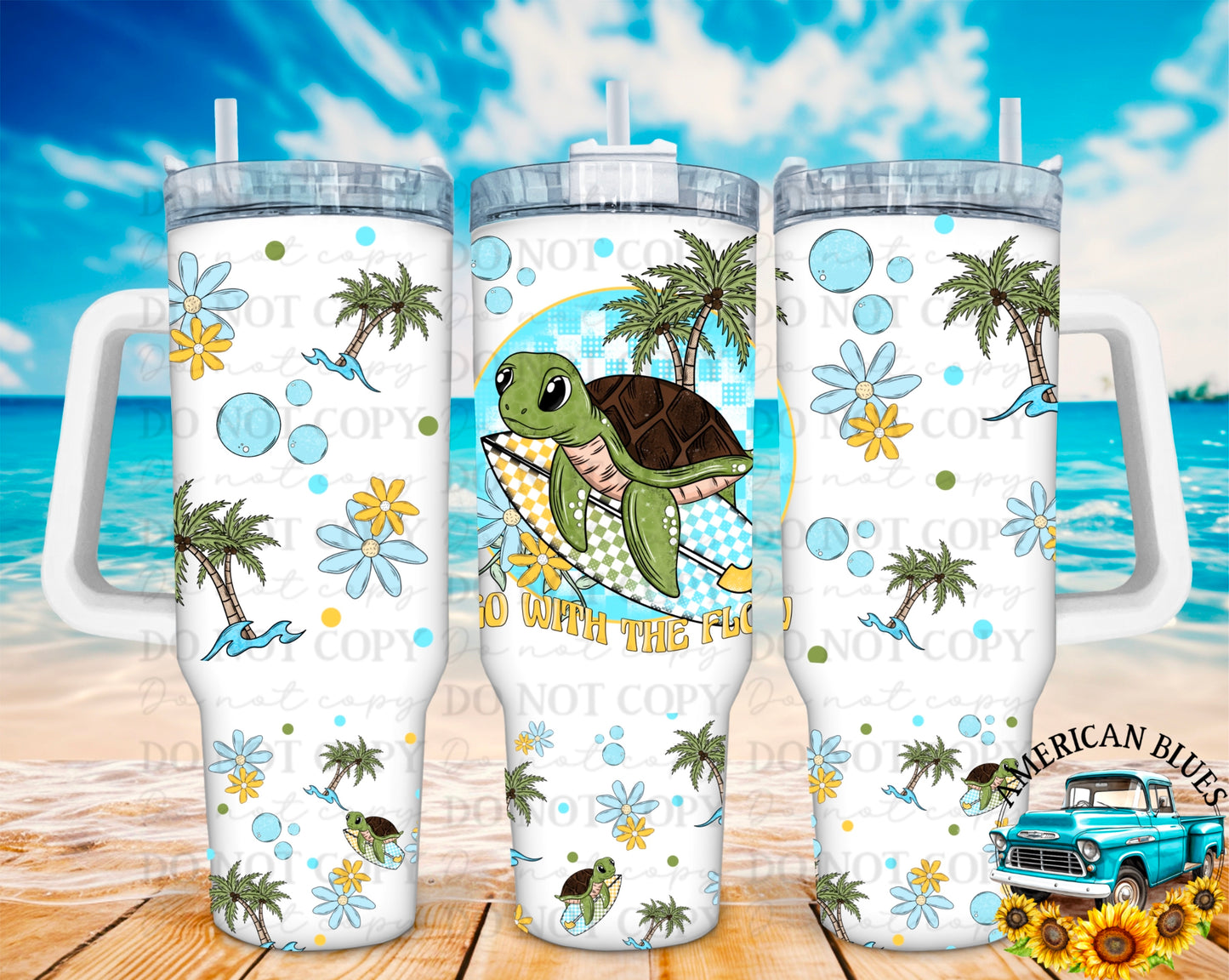 Go with the flow 40 oz wrap digital design | American Blues Designs