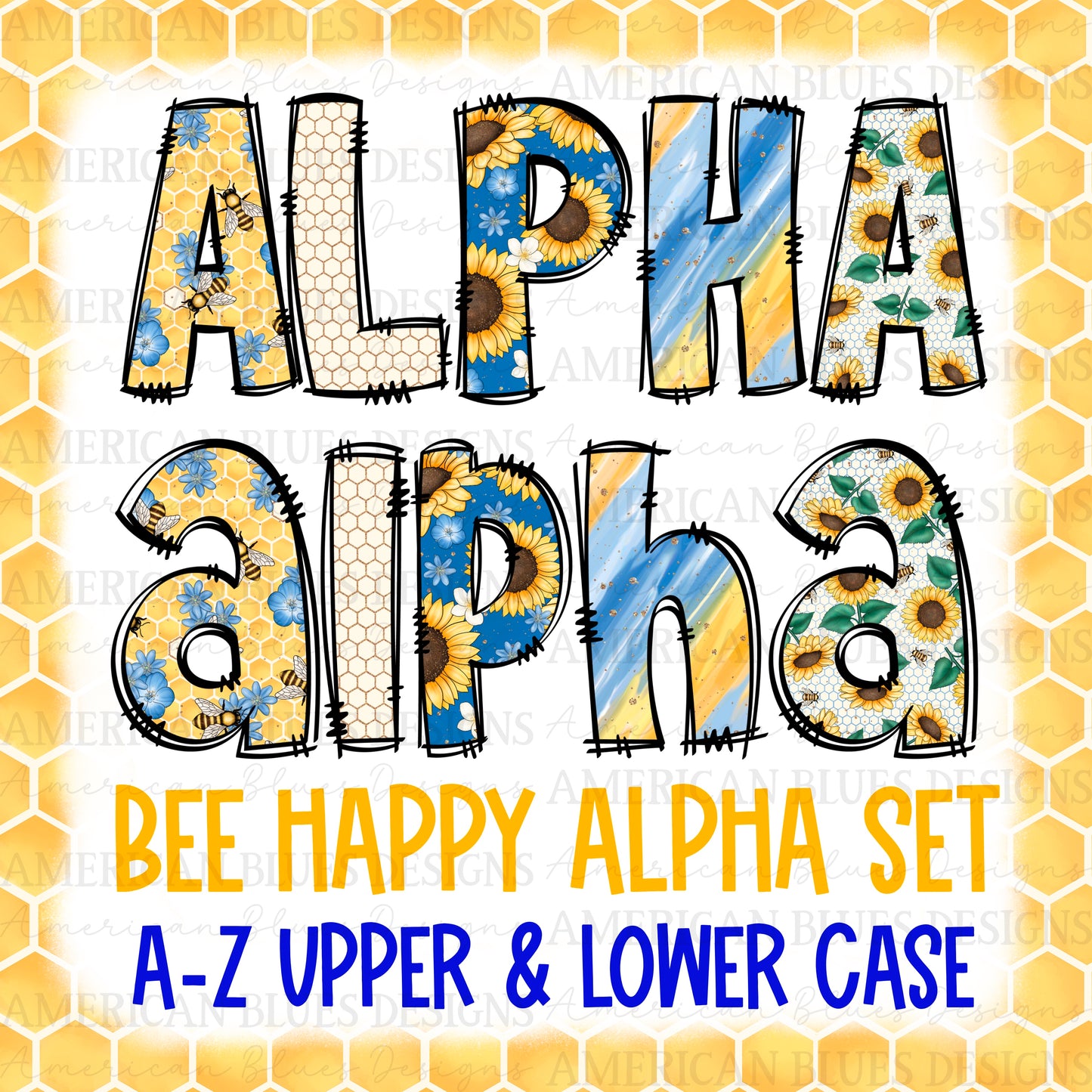Bee Happy Alpha Set digital alpha | American Blues Designs