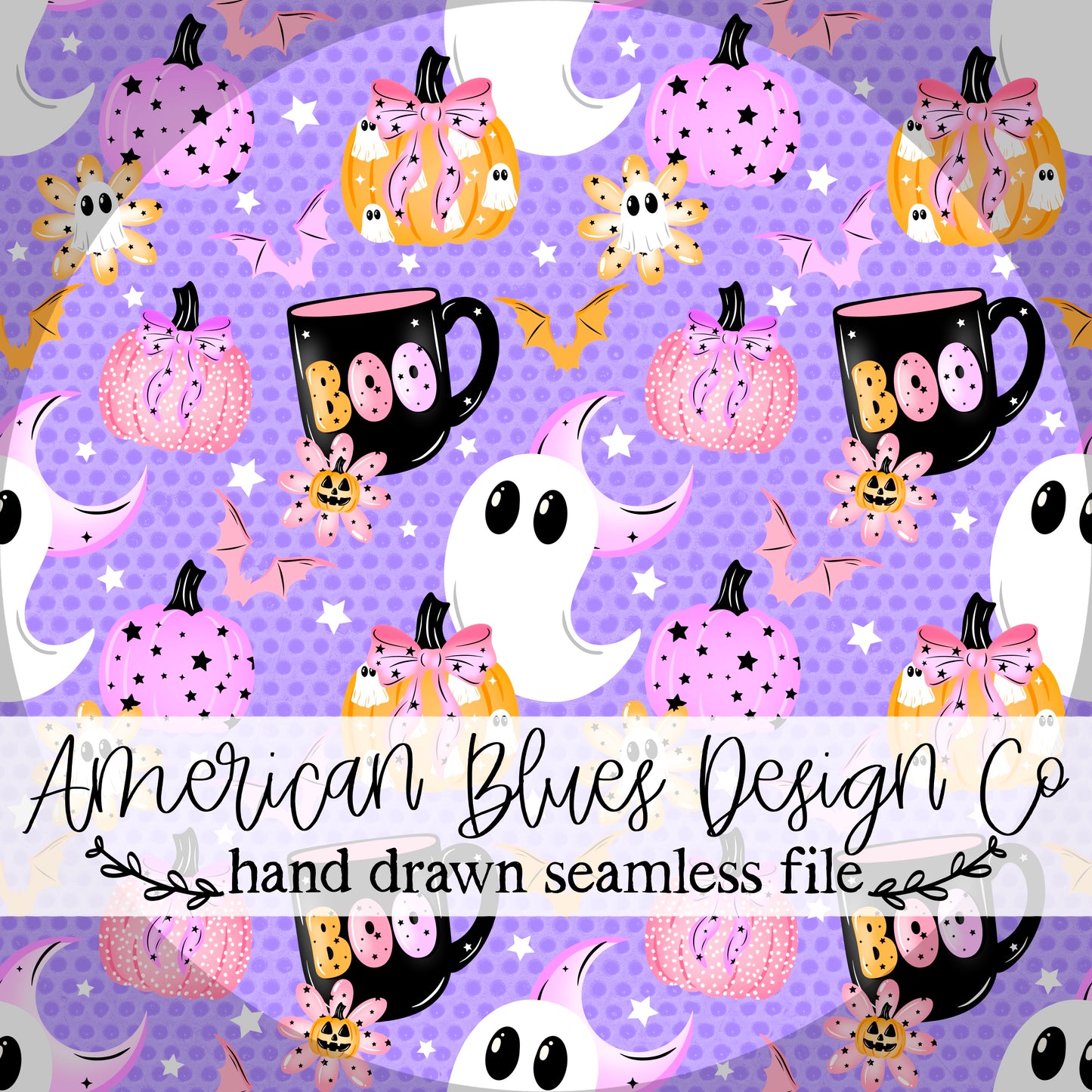 Boo Ghost & Pumpkin seamless pattern
