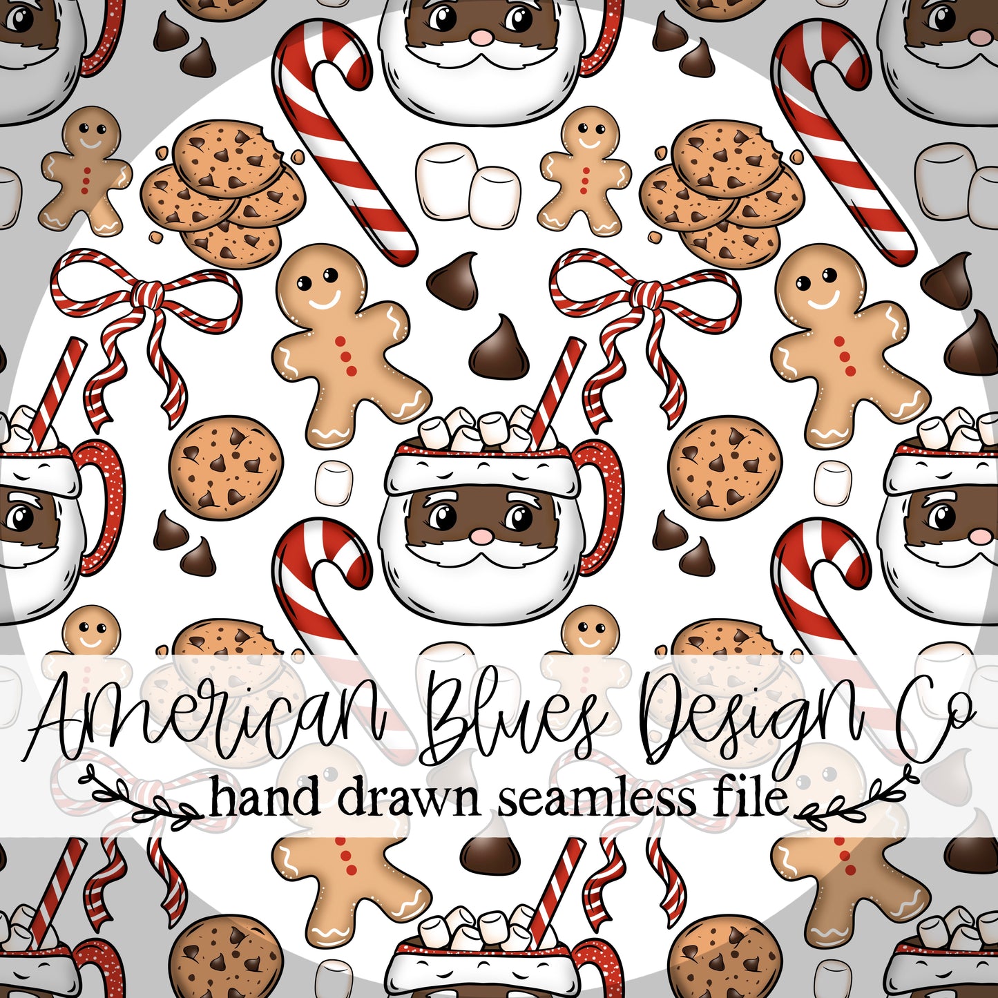 Cookies and cocoa dark skin seamless