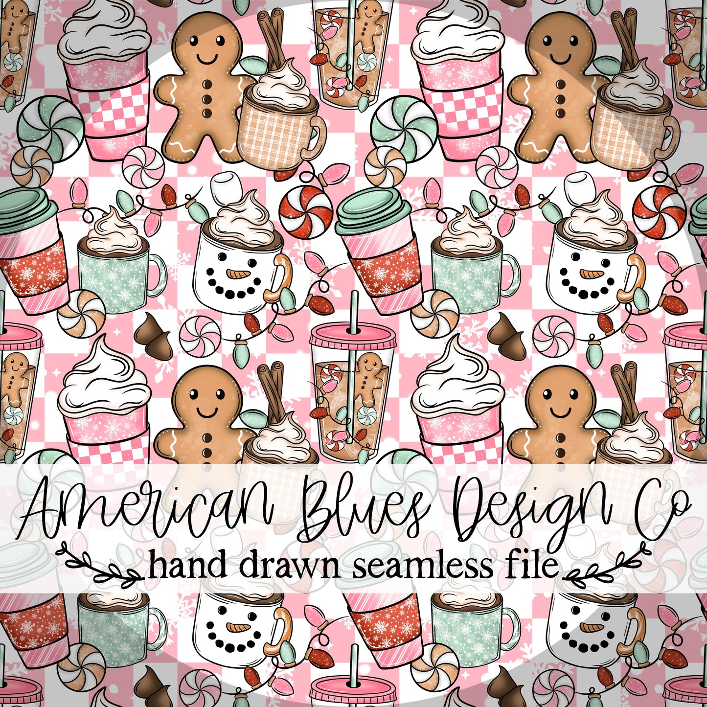 Christmas Cocoa and gingerbread seamless