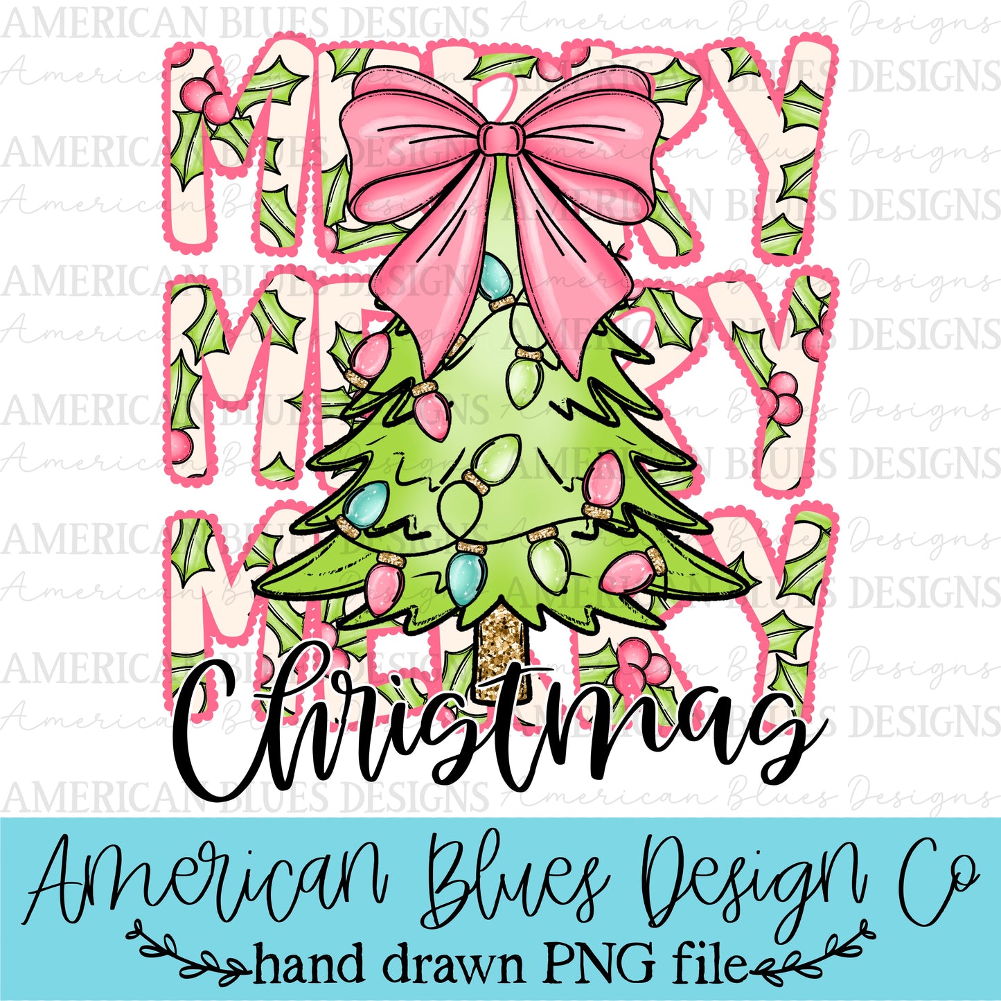 Merry Merry Merry Christmas bow tree