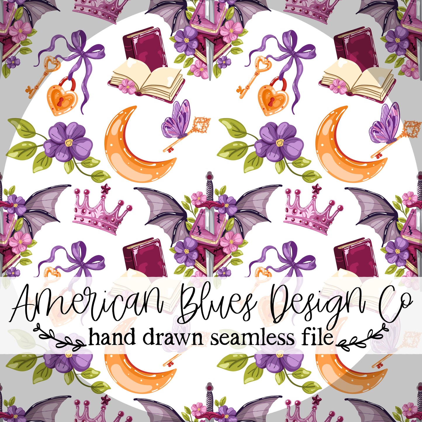 Violet Fantasy Bookish seamless