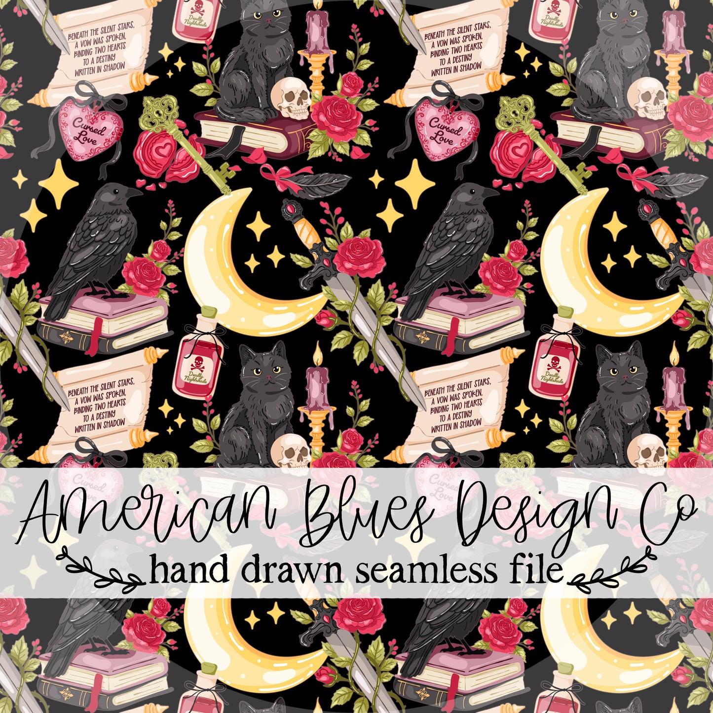 Dark Fantasy Bookish seamless