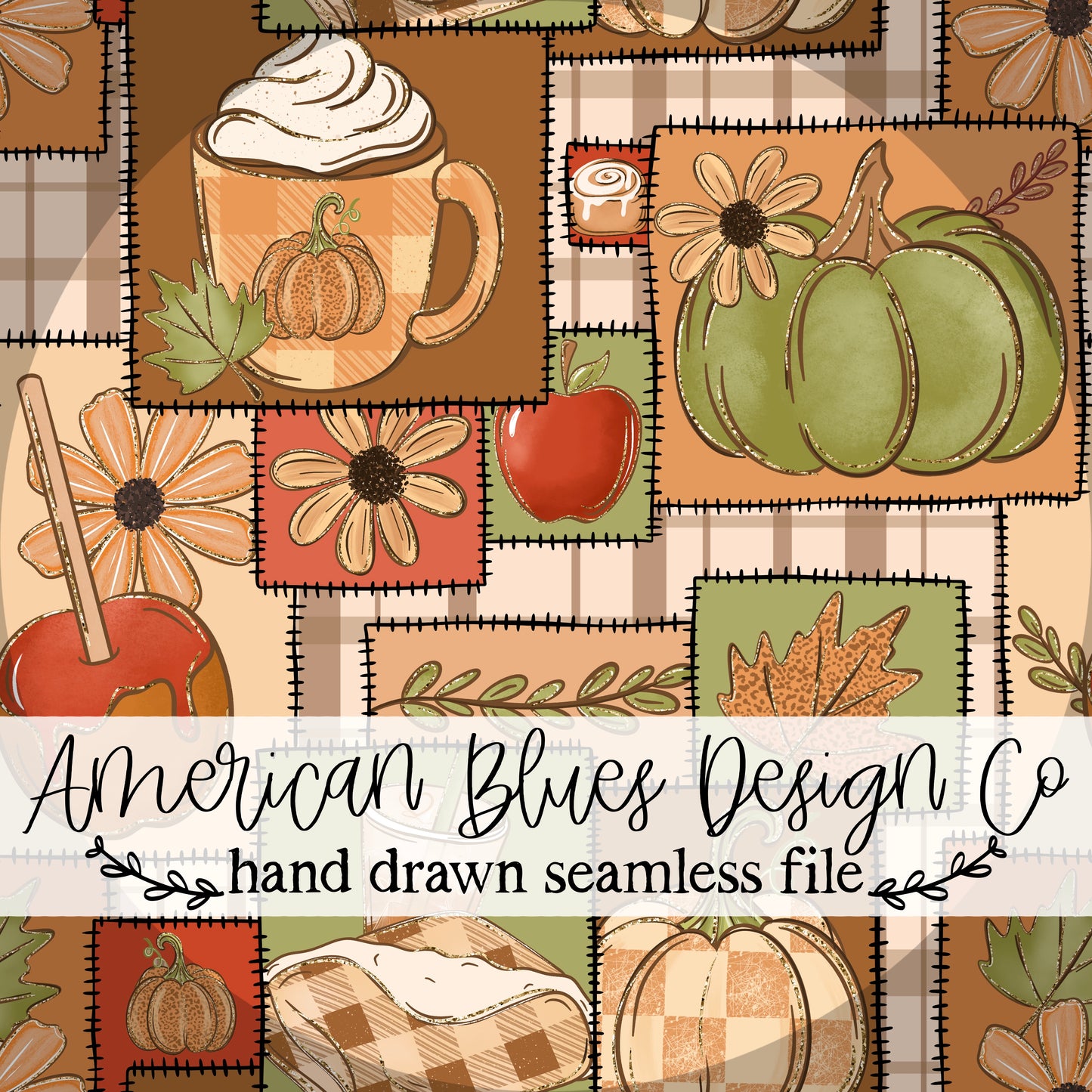 Patchwork Harvest seamless pattern