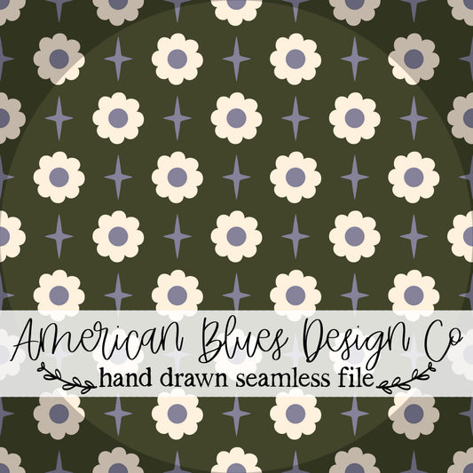 Groovy Star Daisy seamless pattern