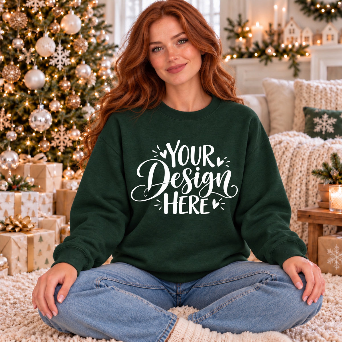 Christmas Model Crewneck Forest Green